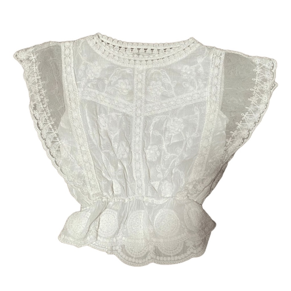 Cato Lace Flowy Peplum Top Fun Sleeves